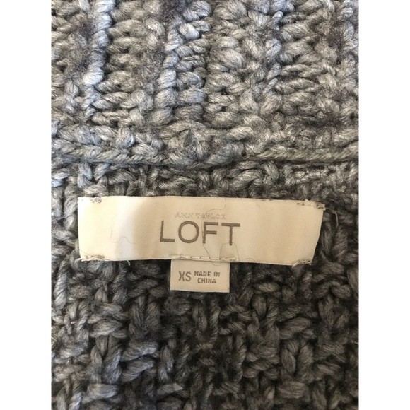 Ann Taylor Loft Gray Cardigan Sweater Open Front Alpaca Wool Blend Water… - Picture 6 of 7